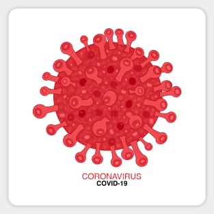 Red covid-19 and Corona virus infection vector with coronavirus text banner with white background Sticker